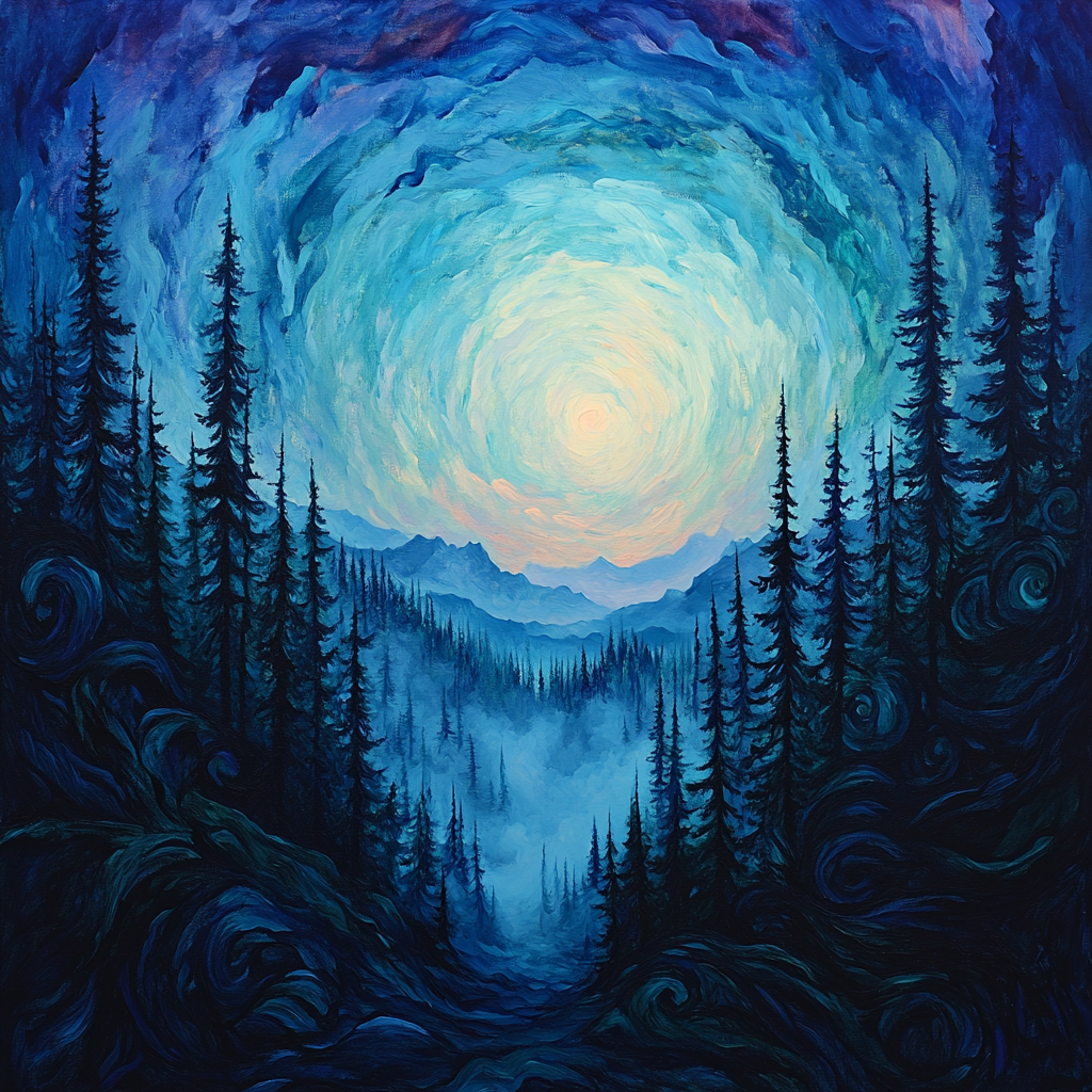 Edvard Munch Inspired Enchanted Boreal Night paint by number