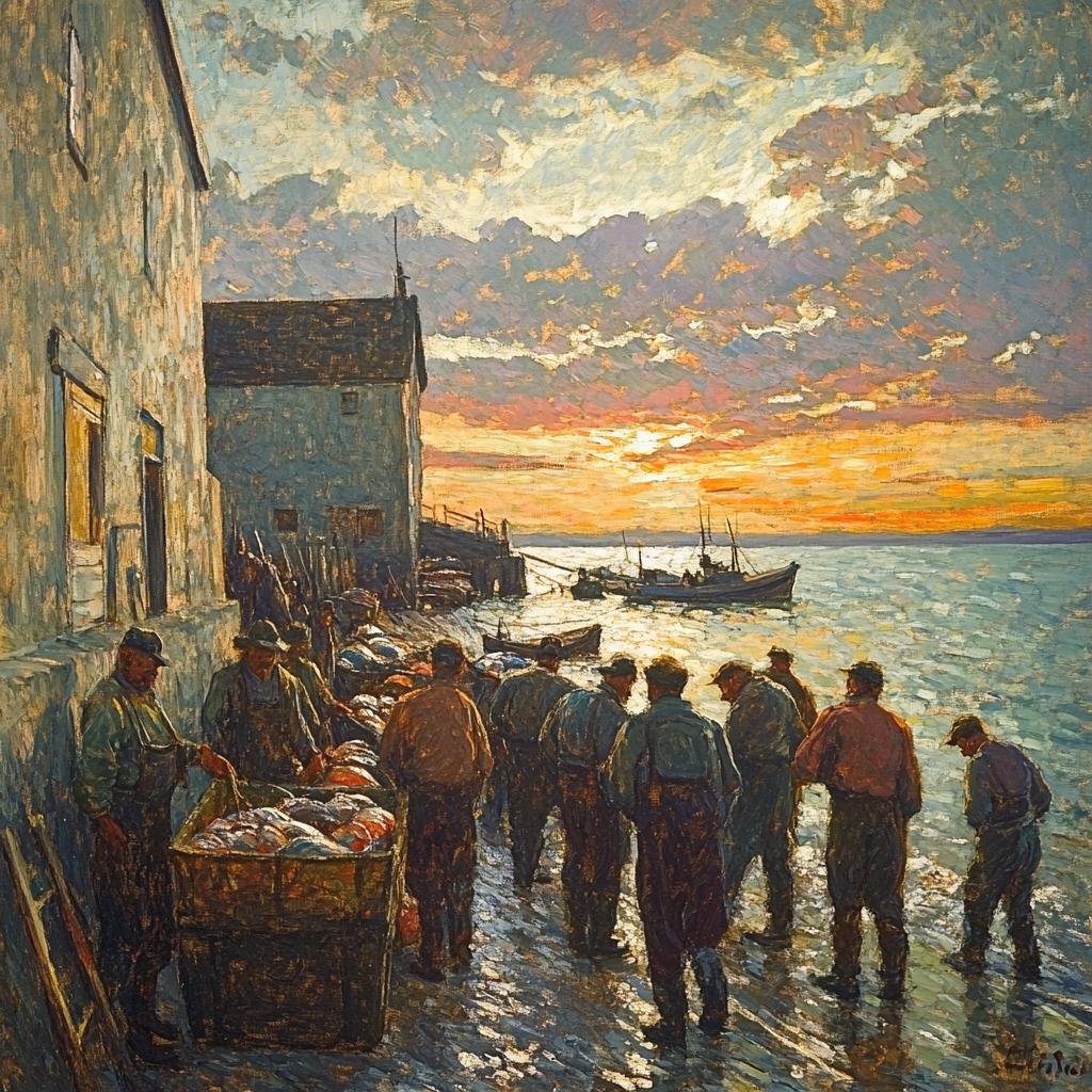 Courbet Inspired Morning Catch paint by color