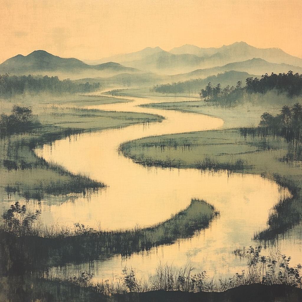 Zhao Mengfu Inspired River Of Celestial Ink Paint by numbers kits