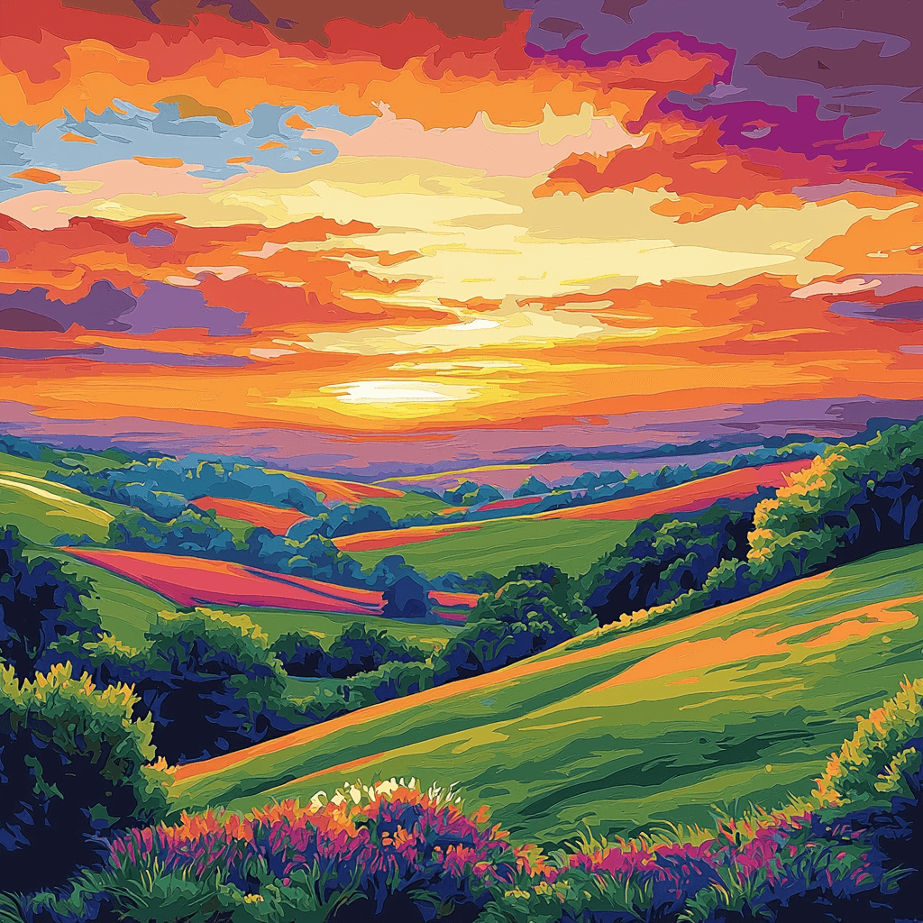 John Constable Inspired Sunset Over Hills Paint By Numbers Art
