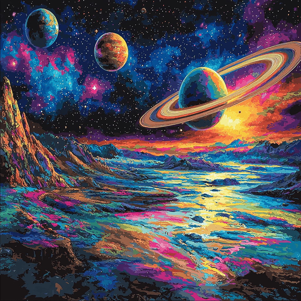 Chesley Bonestell Inspired Fascinating Solar System Painting Number Kit