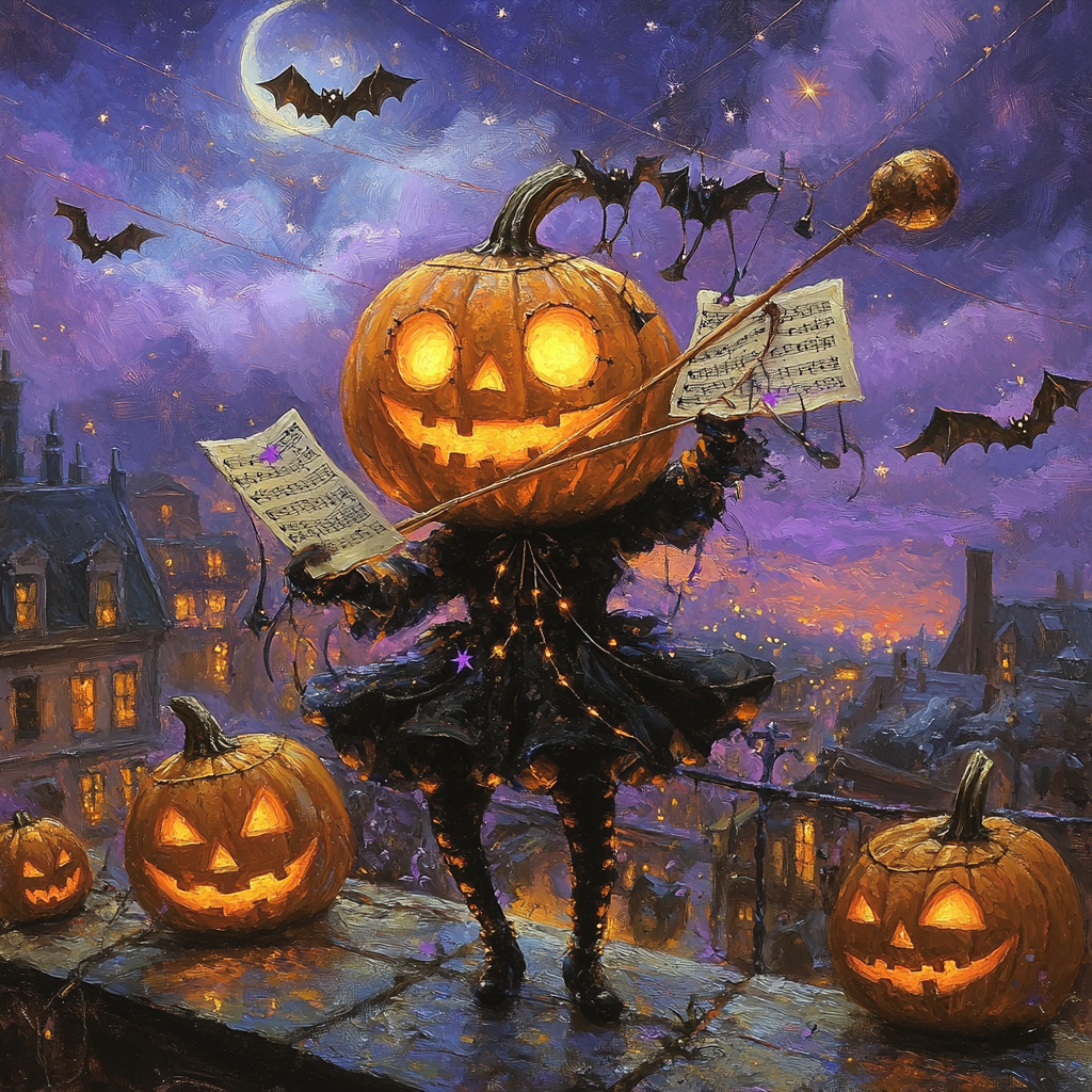 Spooky Marionette Pumpkin Conductor painting number kit