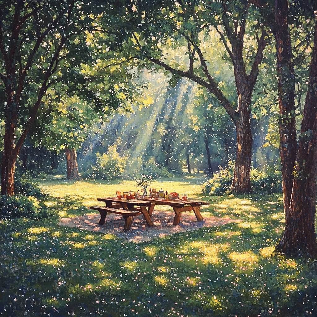 Seurat Inspired Garden Picnic paint by numbers