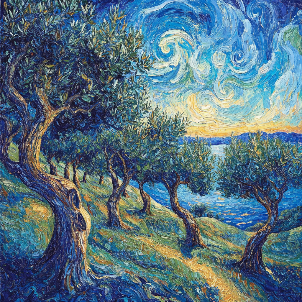 Van Gogh Inspired Olive Grove At Twilight Painting by numbers kit