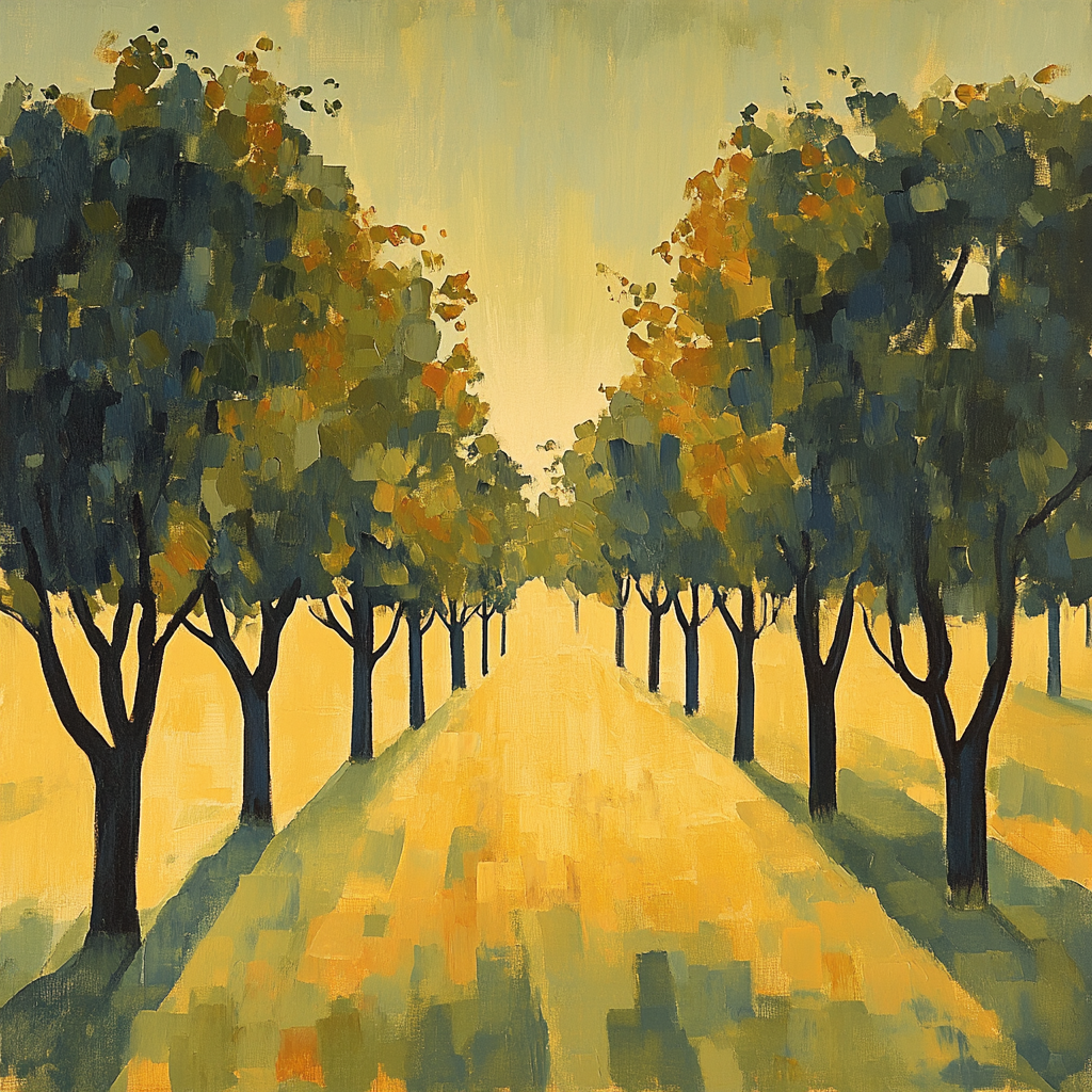 Paul Cézanne Inspired Abstract Orchard Breeze paint by color