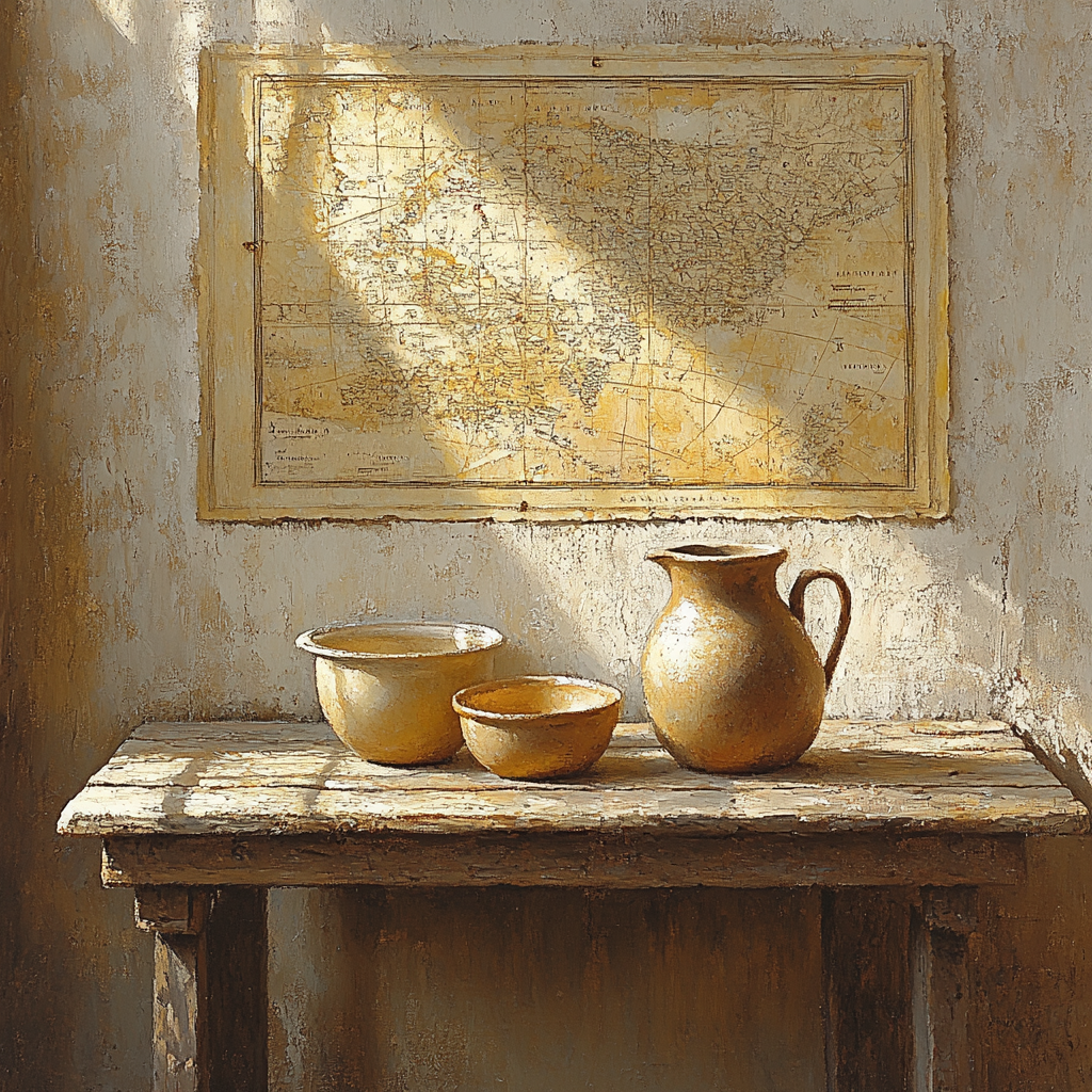 Johannes Vermeer Inspired Sunbeam Illuminating Map And Earthenware painting number kit
