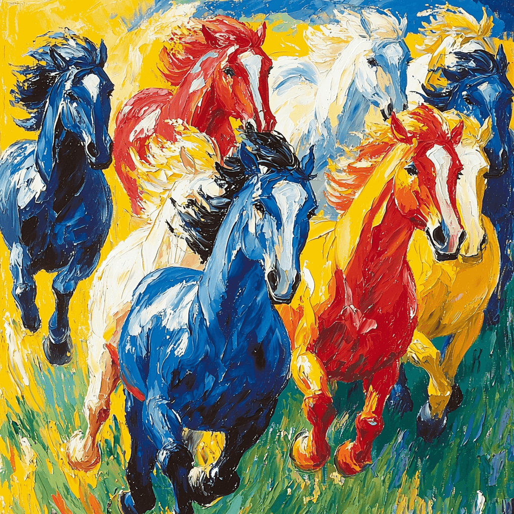 Franz Marc Inspired Wild Horses In Motion DIY Paint By Numbers