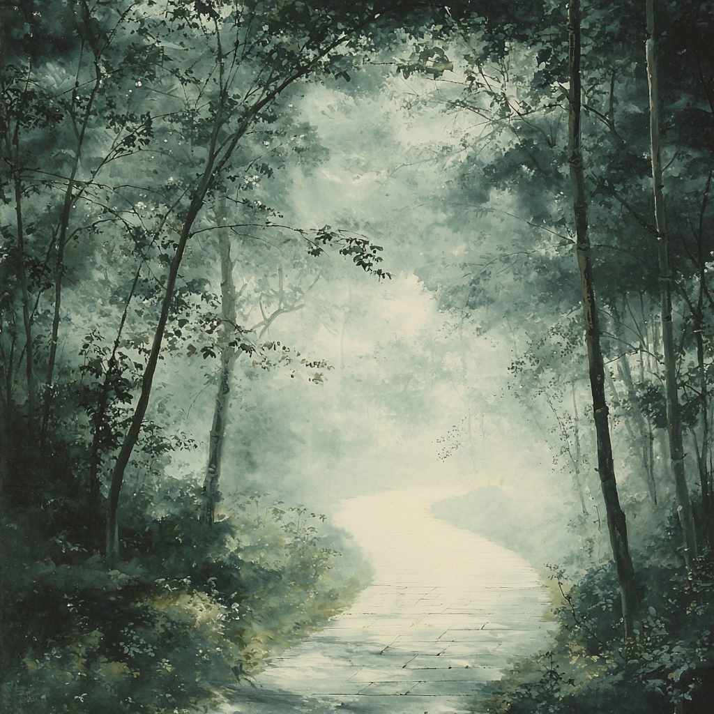 Zhao Mengfu Inspired Pathway Through The Mist Paint By Numbers