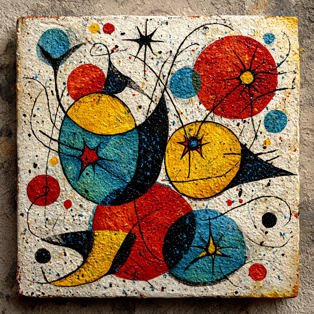 Joan Miró Inspired Cosmic Landscape paint by numbers