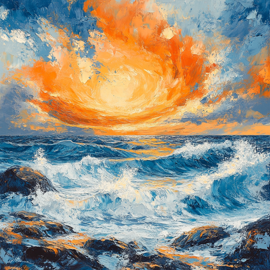 Edvard Munch Inspired Stormy Seascape Symphony Number painting