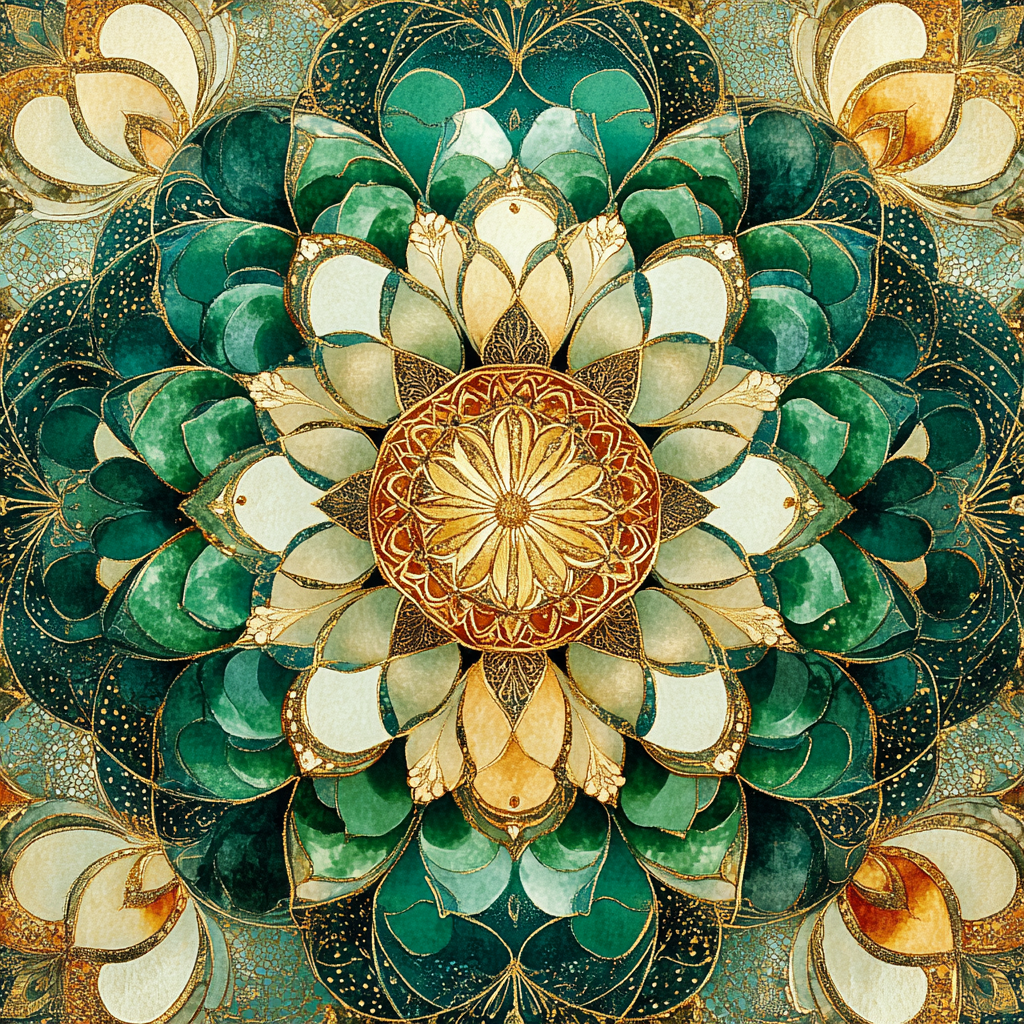 Gustav Klimt Inspired Verdant Mandala paint by color