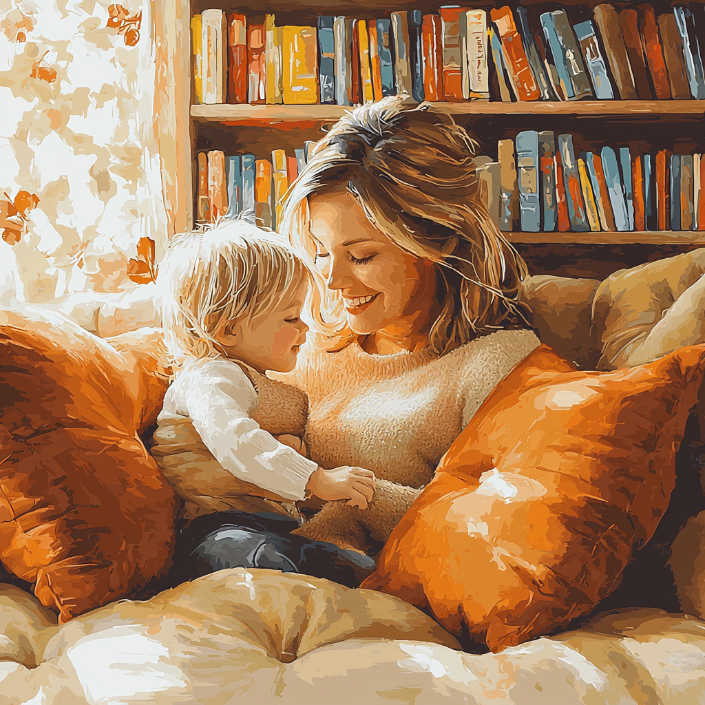 Mommy And Me In A Cozy Nook Paint By Numbers
