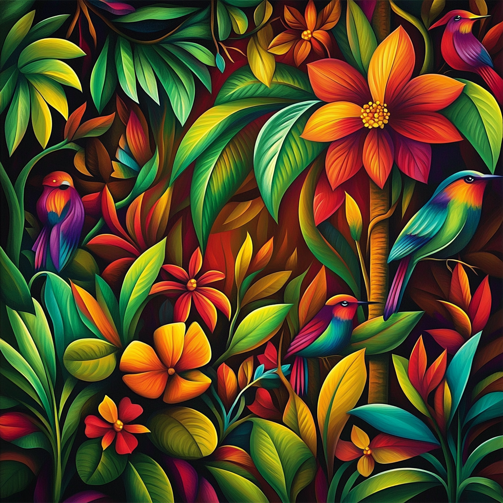 Frida Kahlo Inspired Enchanted Jungle paint by numbers