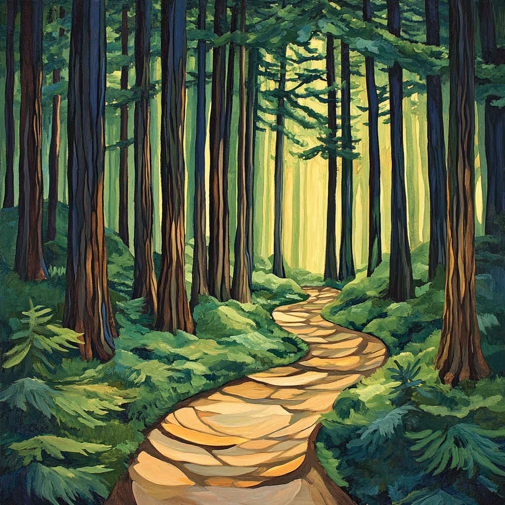 Emily Carr Inspired Deep Forest Heart paint by numbers