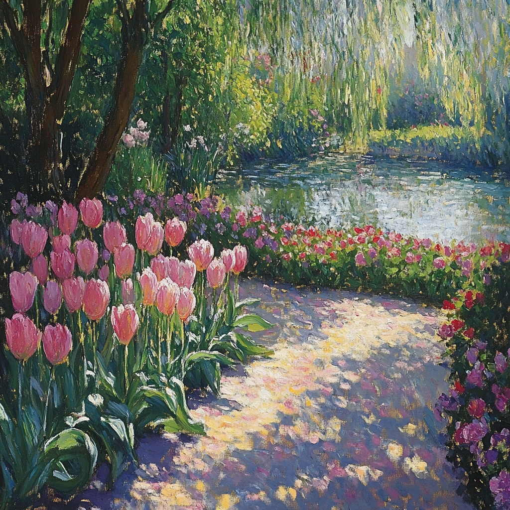 Monet Inspired Garden In Bloom paint by color