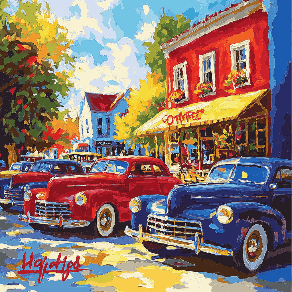 Henri Matisse Inspired Vintage Cars And Coffee Painting Number Kit