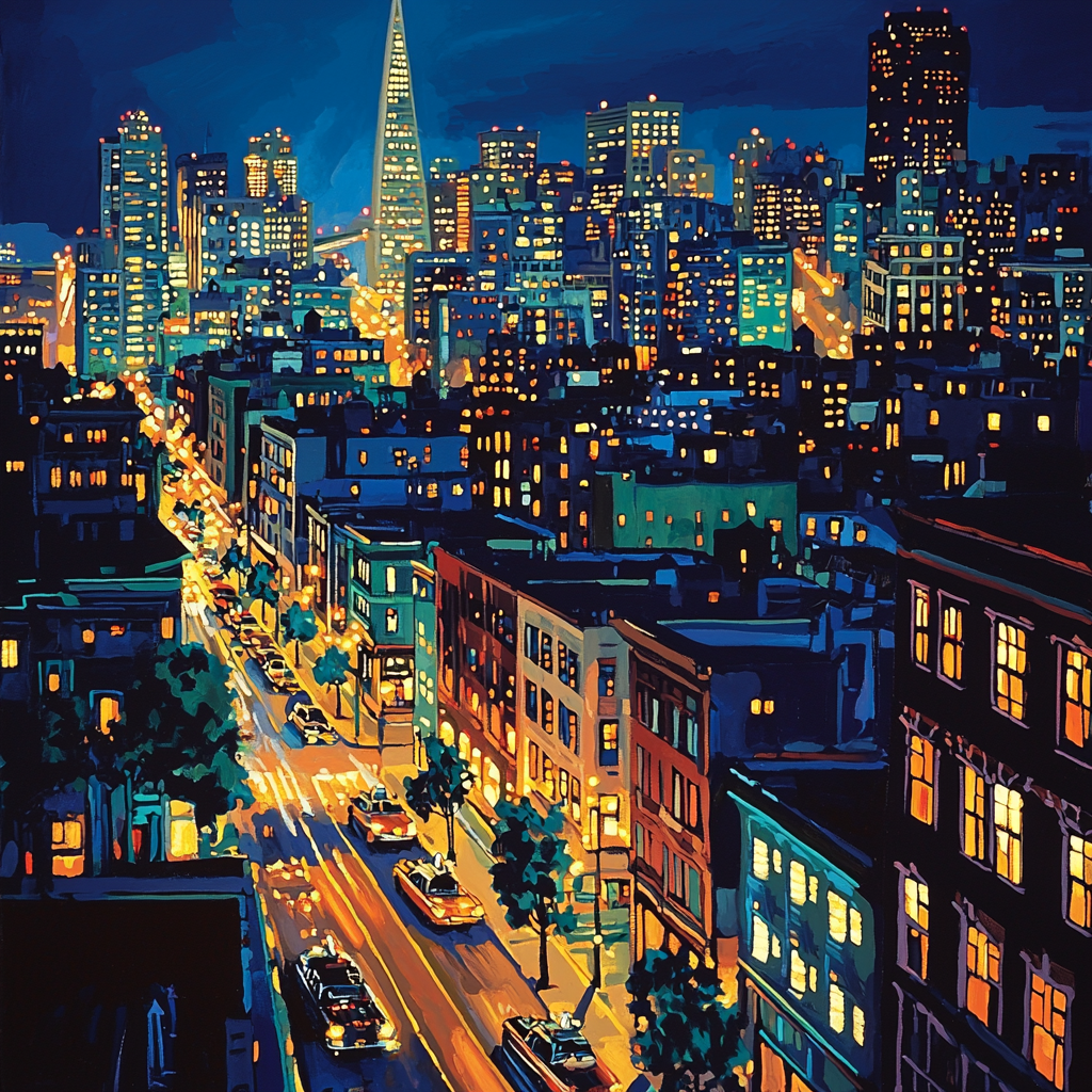 Edward Hopper Inspired City Of Lights At Night Number Painting