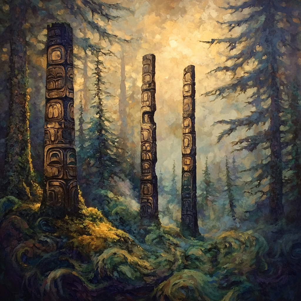 Emily Carr Inspired Totemic Forest Silence painting number kit