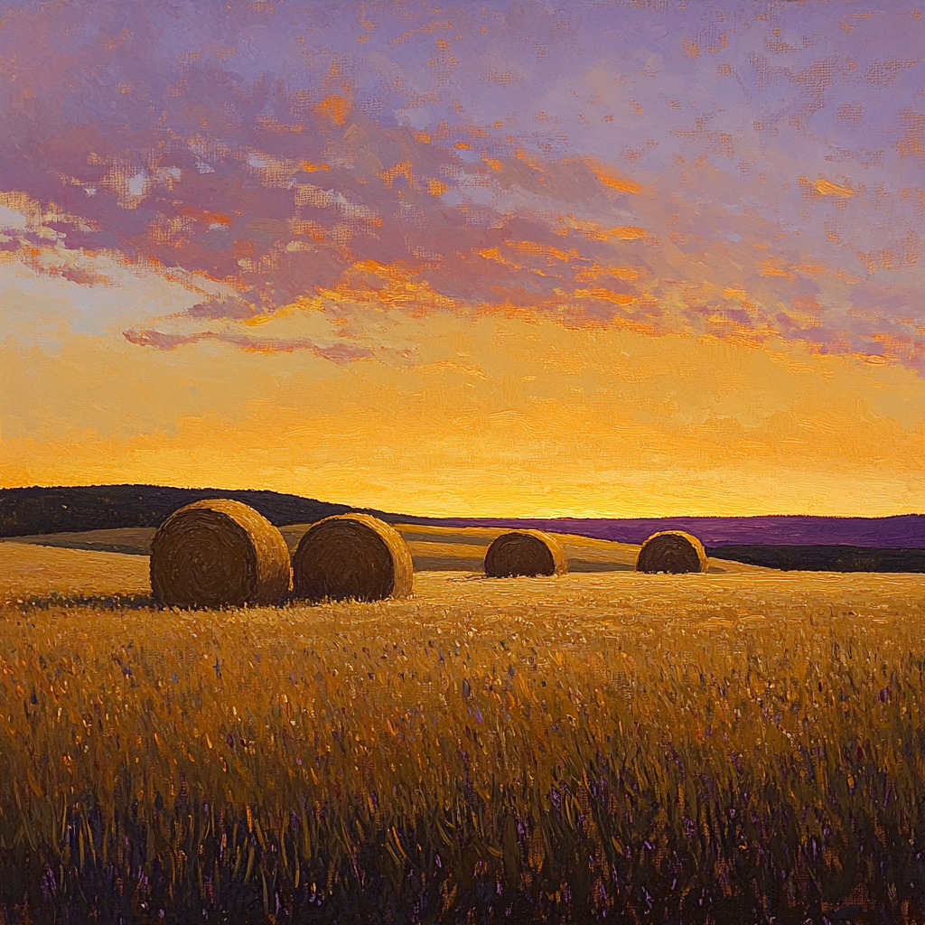 Claude Monet Inspired Haystacks At Twilight Numbered painting kits