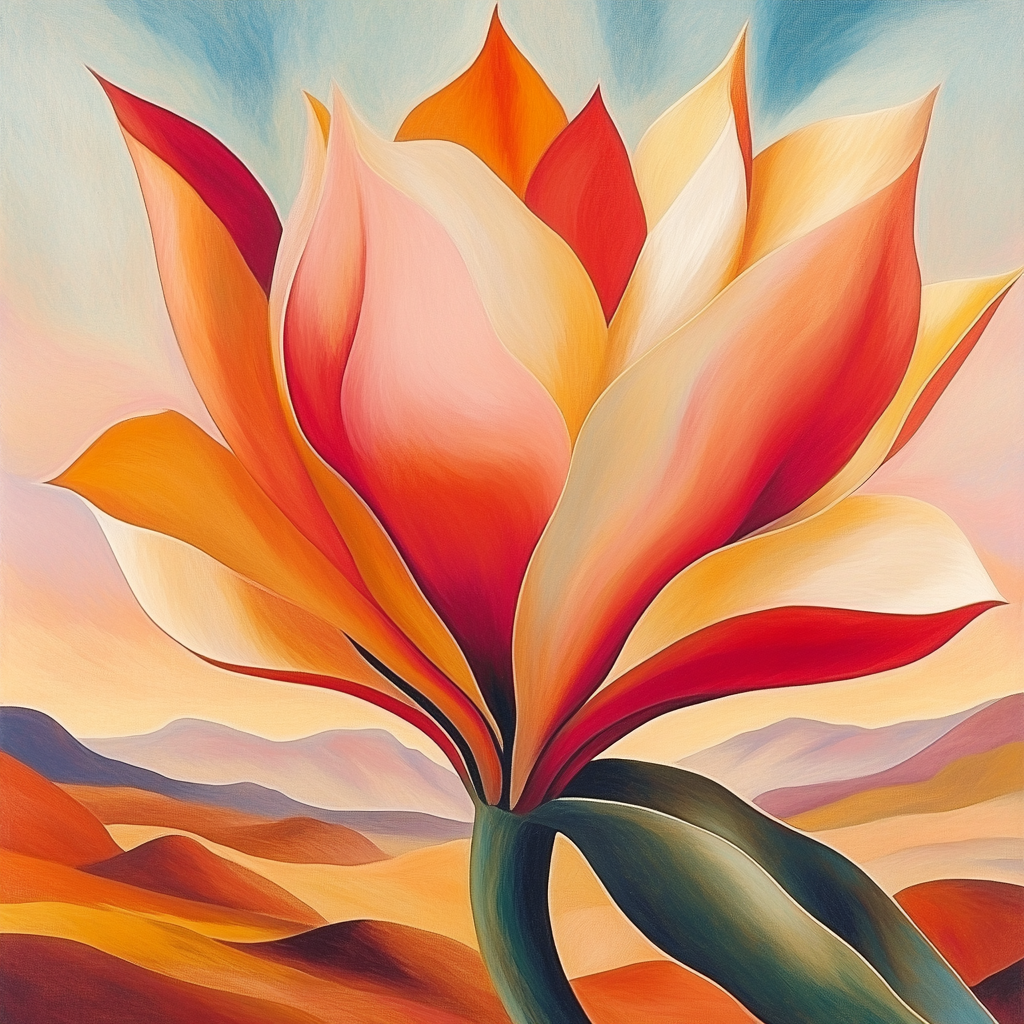 Georgia OKeeffe Inspired Desert Flowers paint by color