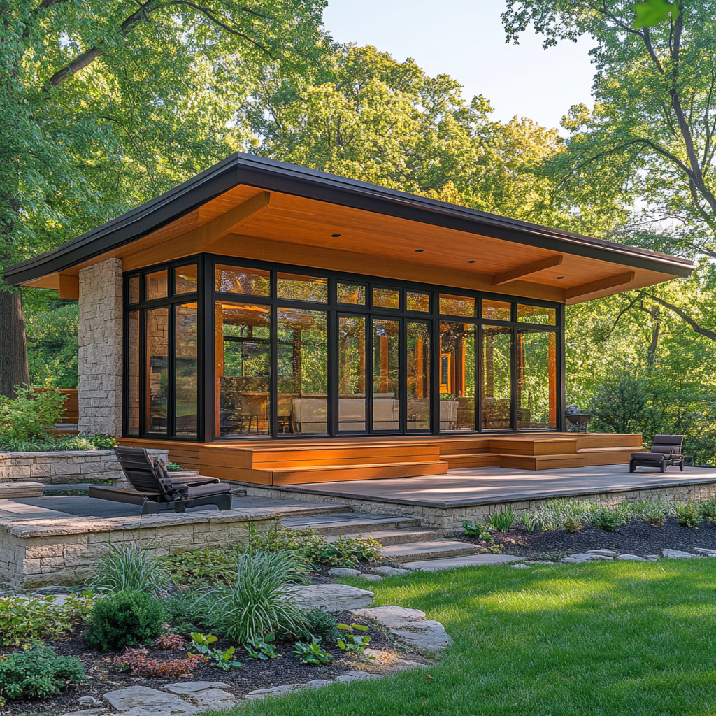 Frank Lloyd Wright Inspired Garden Pavilion painting number kit