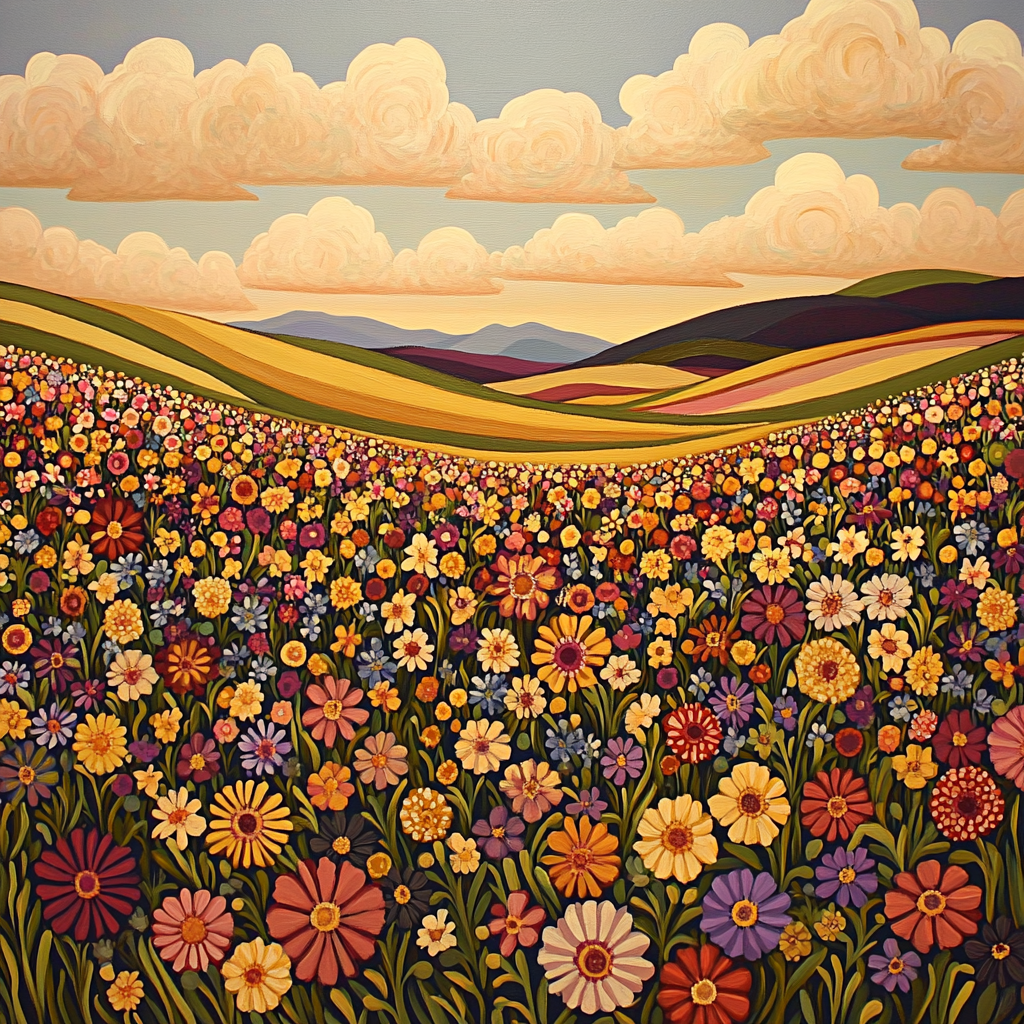 J. E. H. MacDonald Inspired Meadow Of Wildflower Motifs Painting by numbers kit