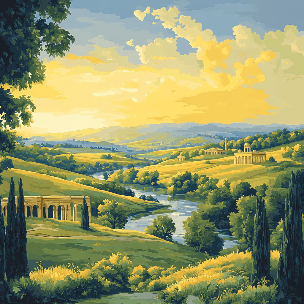 Raphael Inspired Luminous Renaissance Countryside Landscape DIY paint by numbers