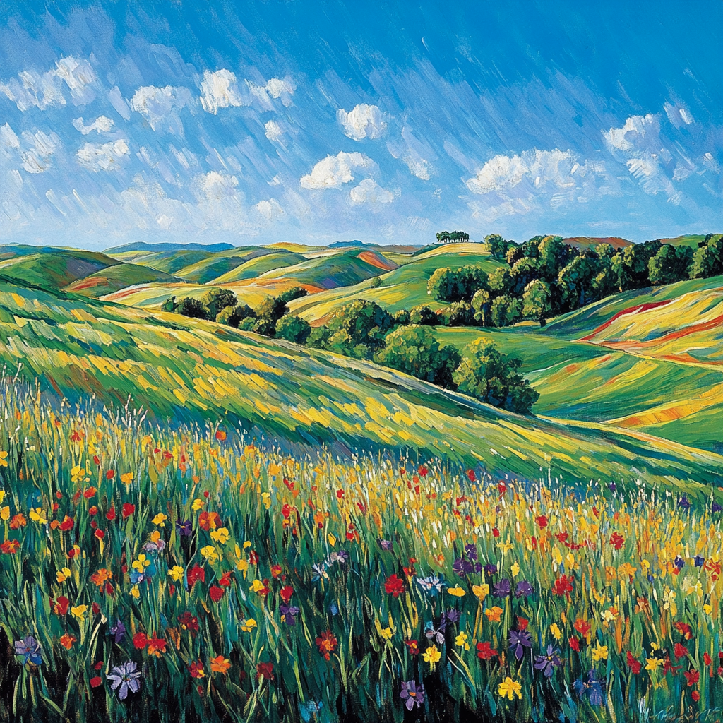 Paul Cézanne Inspired Whispering Meadows paint by color