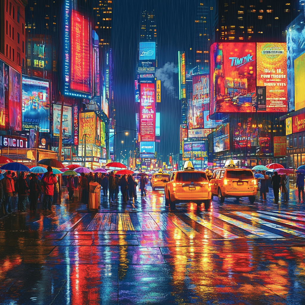 Times Square At Midnight New York United States Numbered painting kits