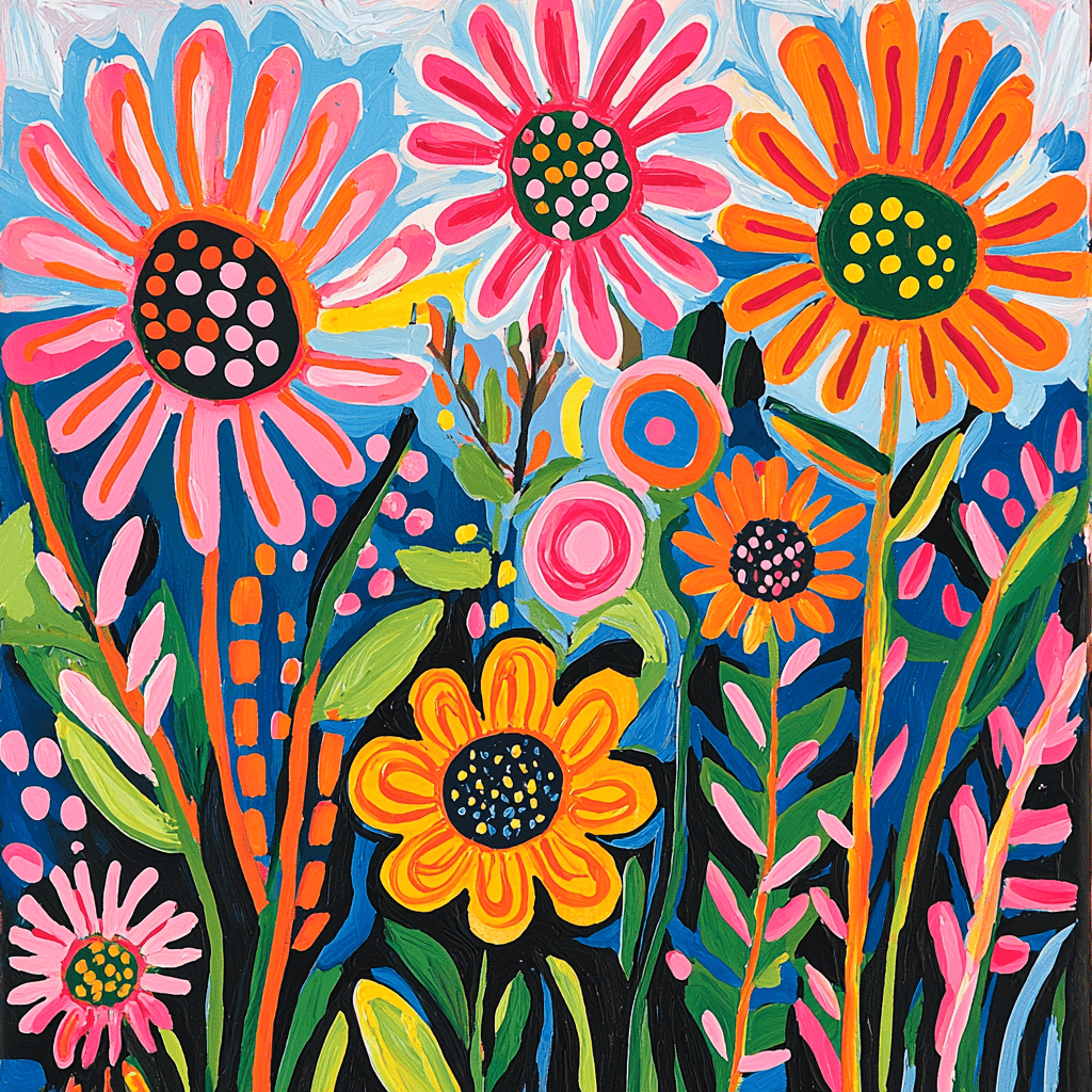 Henri Matisse Inspired Psychedelic Flowers Painting Number Kit