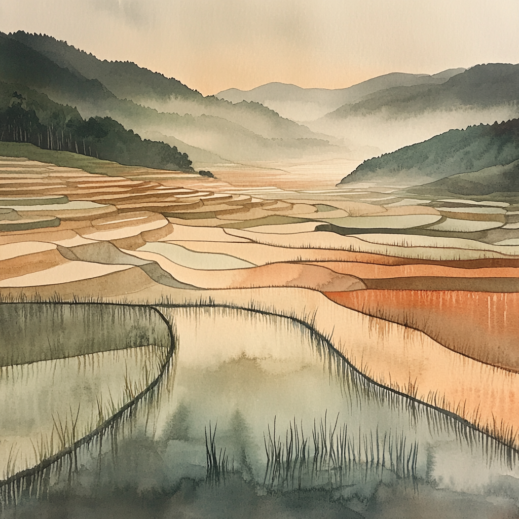 Nandalal Bose Inspired Monsoon Rhythm Paint by numbers art