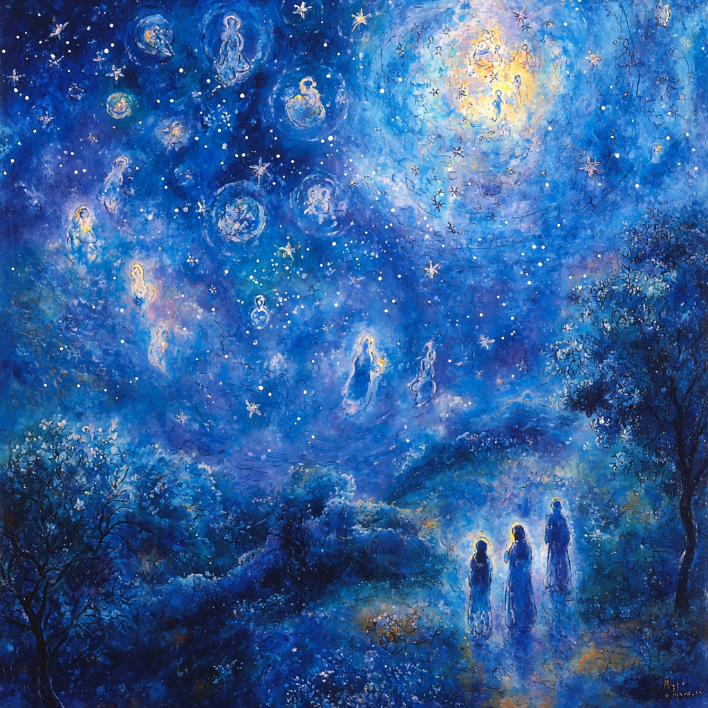 Marc Chagall Inspired Enchanted Celestial Night Painting By Numbers Kit