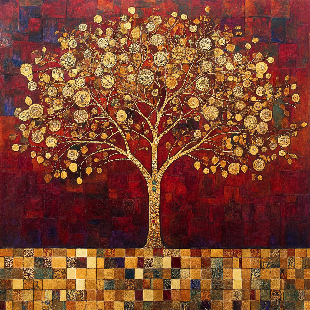 Gustav Klimt Inspired Winter Tree Patterns Paint by numbers kits