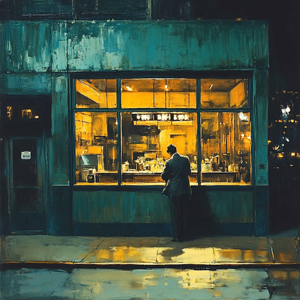 Edward Hopper Inspired Late Night Cafe Numbered painting kits