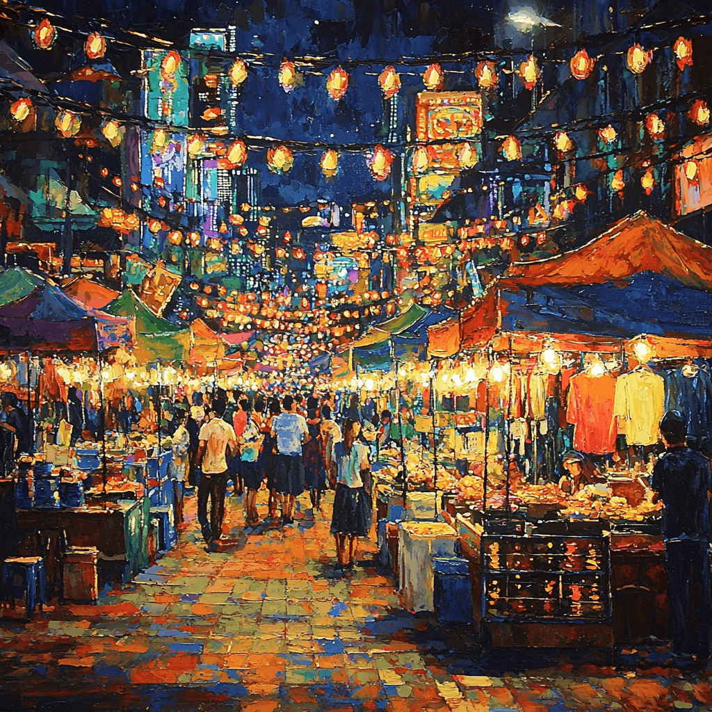 Temple Street Night Market - Hong Kong Painting By Numbers Kit