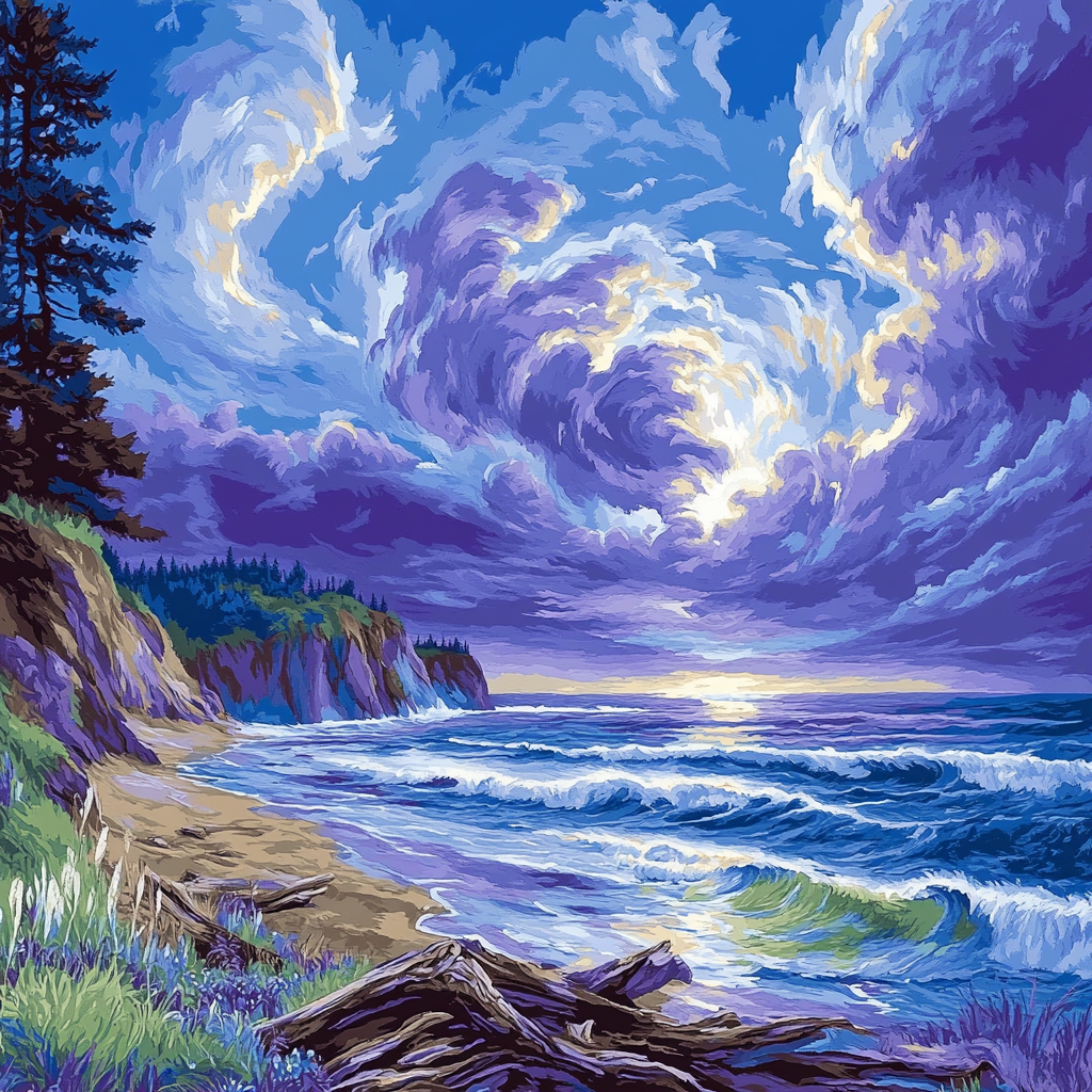 Emily Carr Inspired Serene Coastal Vistas paint by numbers