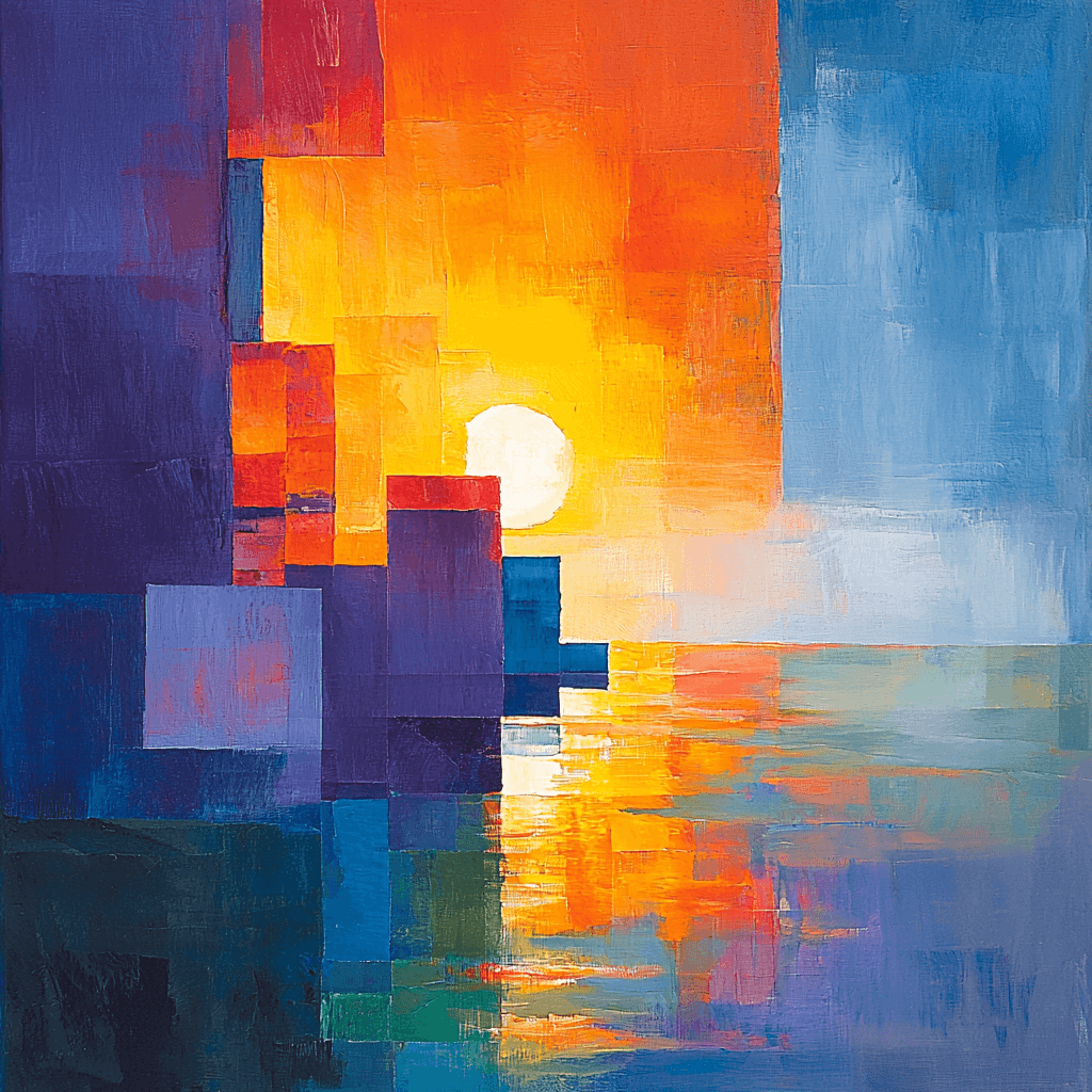 Paul Cézanne Inspired Geometric Sunset Reverie Paint By Numbers
