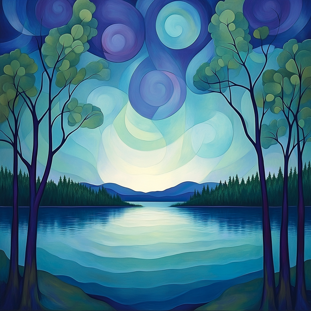 Lawren Harris Inspired Northern Lake Under Windswept Skies Paint by numbers kits