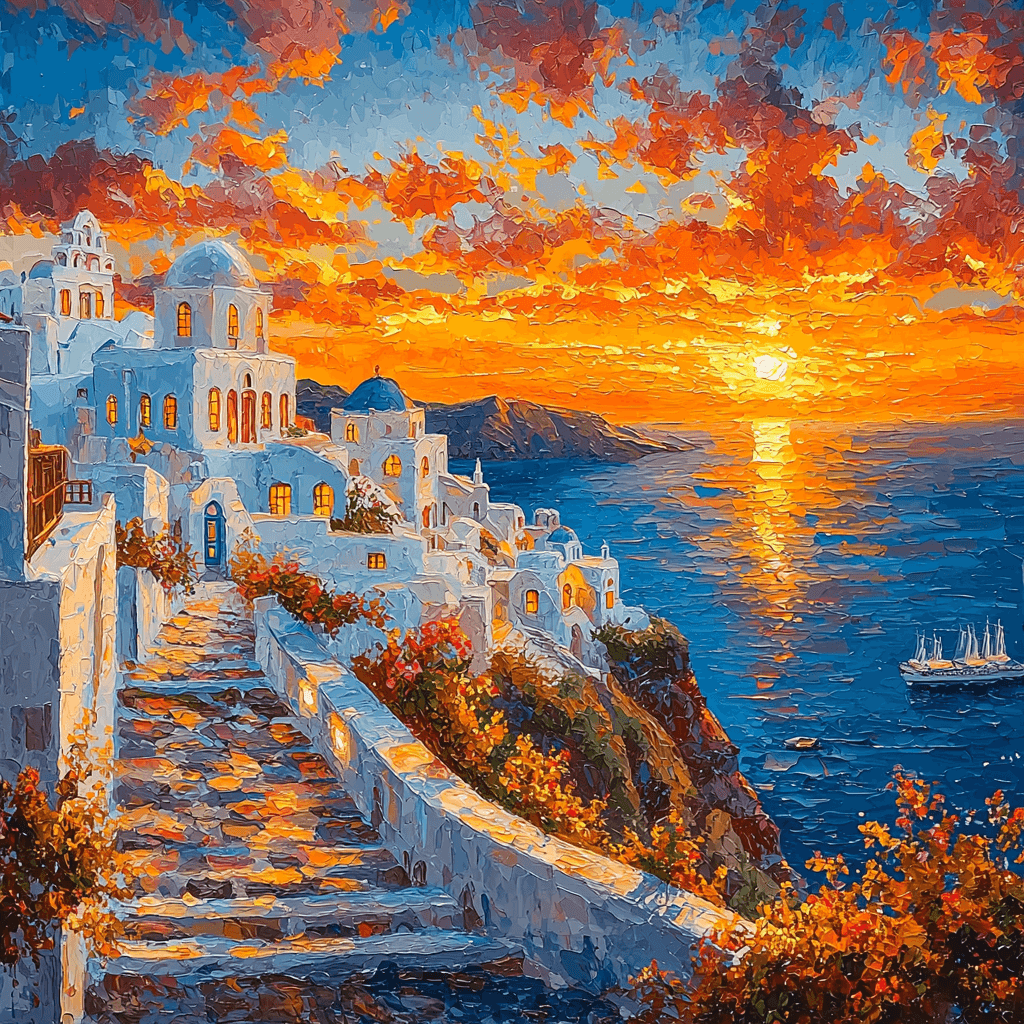 Santorini Sunset Paint By Numbers