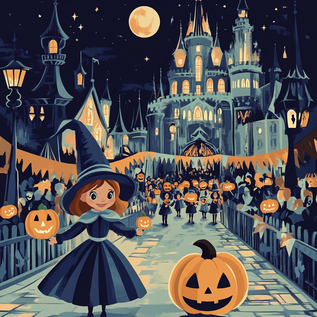 Midnight Pumpkin Lantern Parade painting number kit