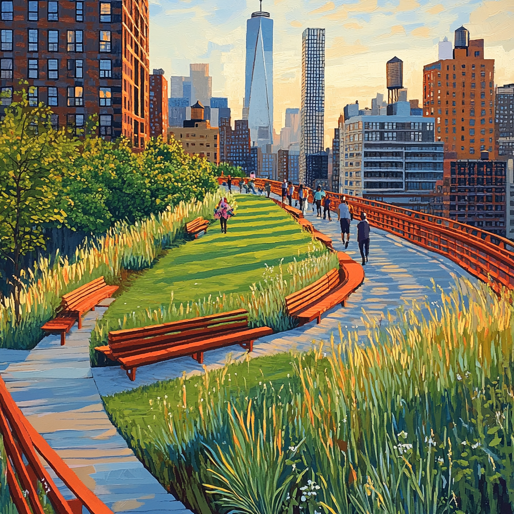 High Line Green Promenade New York United States painting number kit