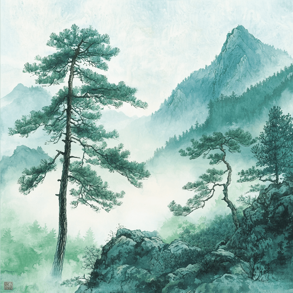 Zhao Mengfu Inspired Whispers Of Misty Pines Painting By Numbers Kit