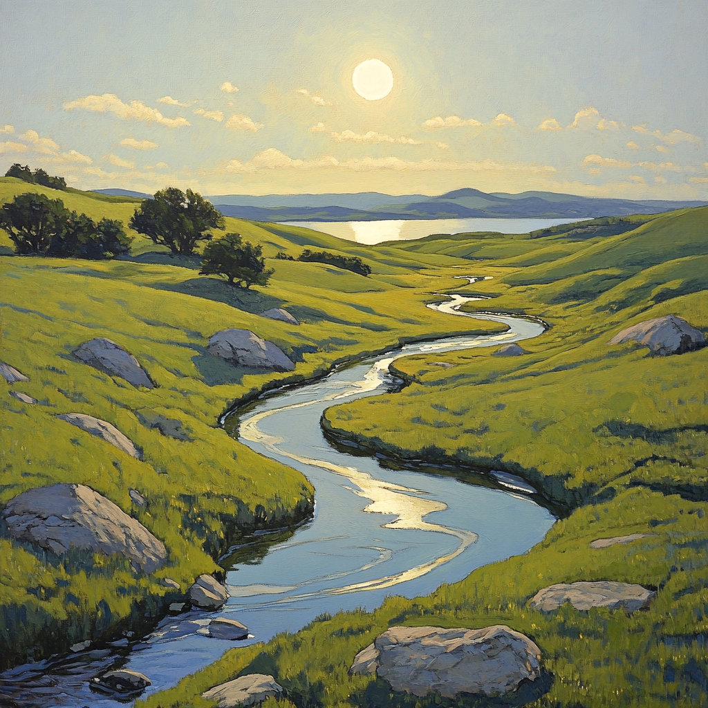 Franklin Carmichael Inspired Rolling Hills In Spring Green paint by color