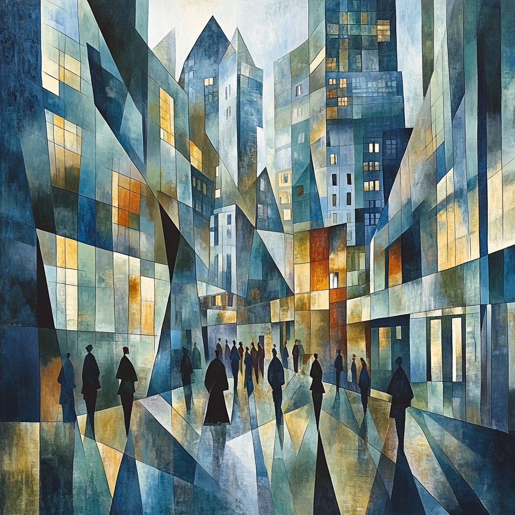 Picasso Inspired Abstract City Streets paint by color