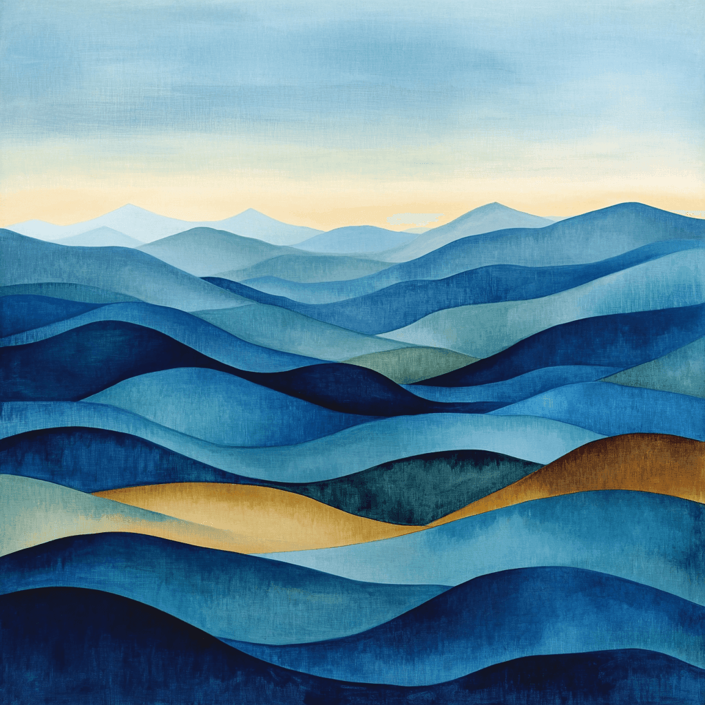 Helen Frankenthaler Inspired Minimalist Mountain Horizon Number Painting