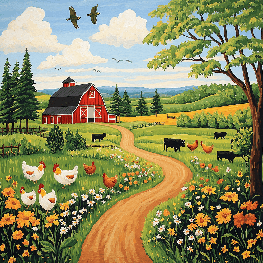 Grandma Moses Inspired Animal Companions Painting By Numbers Kit