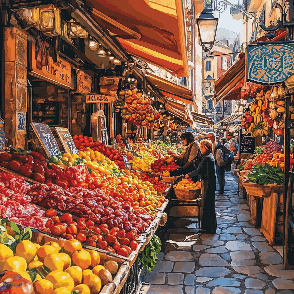 Market Alley Of La Boqueria Barcelona Spain Painting by numbers kit
