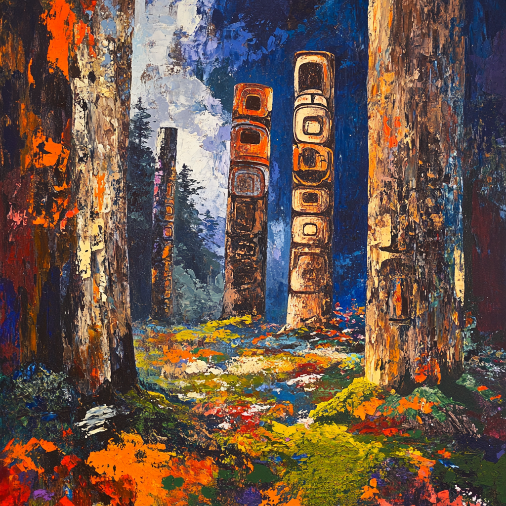 Emily Carr Inspired Echoes Of Totem Poles DIY paint by numbers