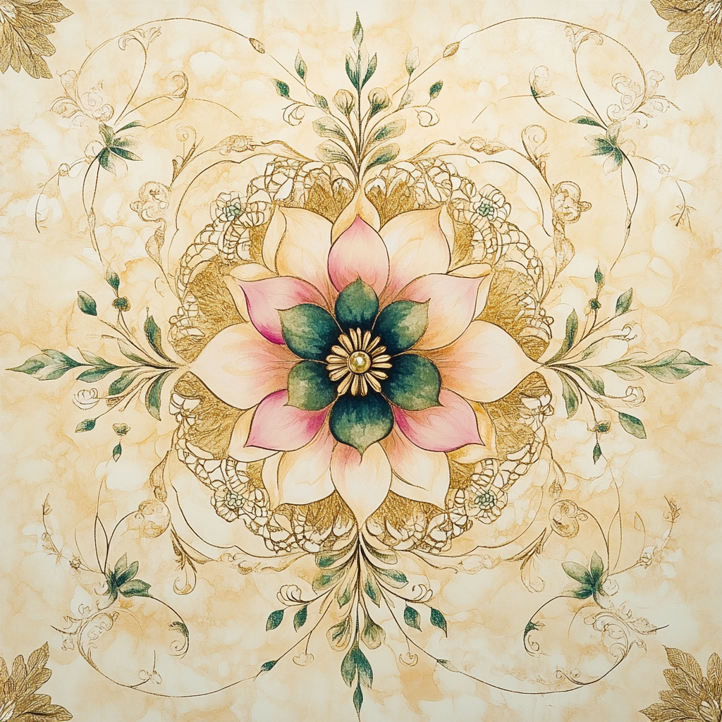 Alphonse Mucha Inspired Floral Symphony paint by color