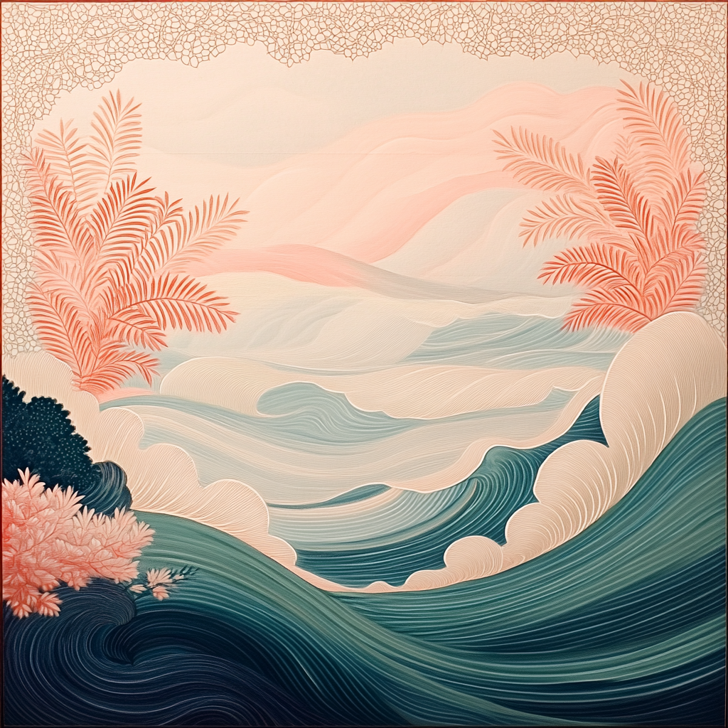 Alphonse Mucha Inspired Opaline Botanical Wave paint by numbers